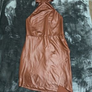 Brown Asymmetrical Bodycon Dress